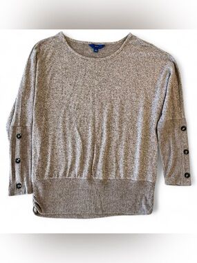 Apt. 9 brown oatmeal sweater with button details Size L lightweight